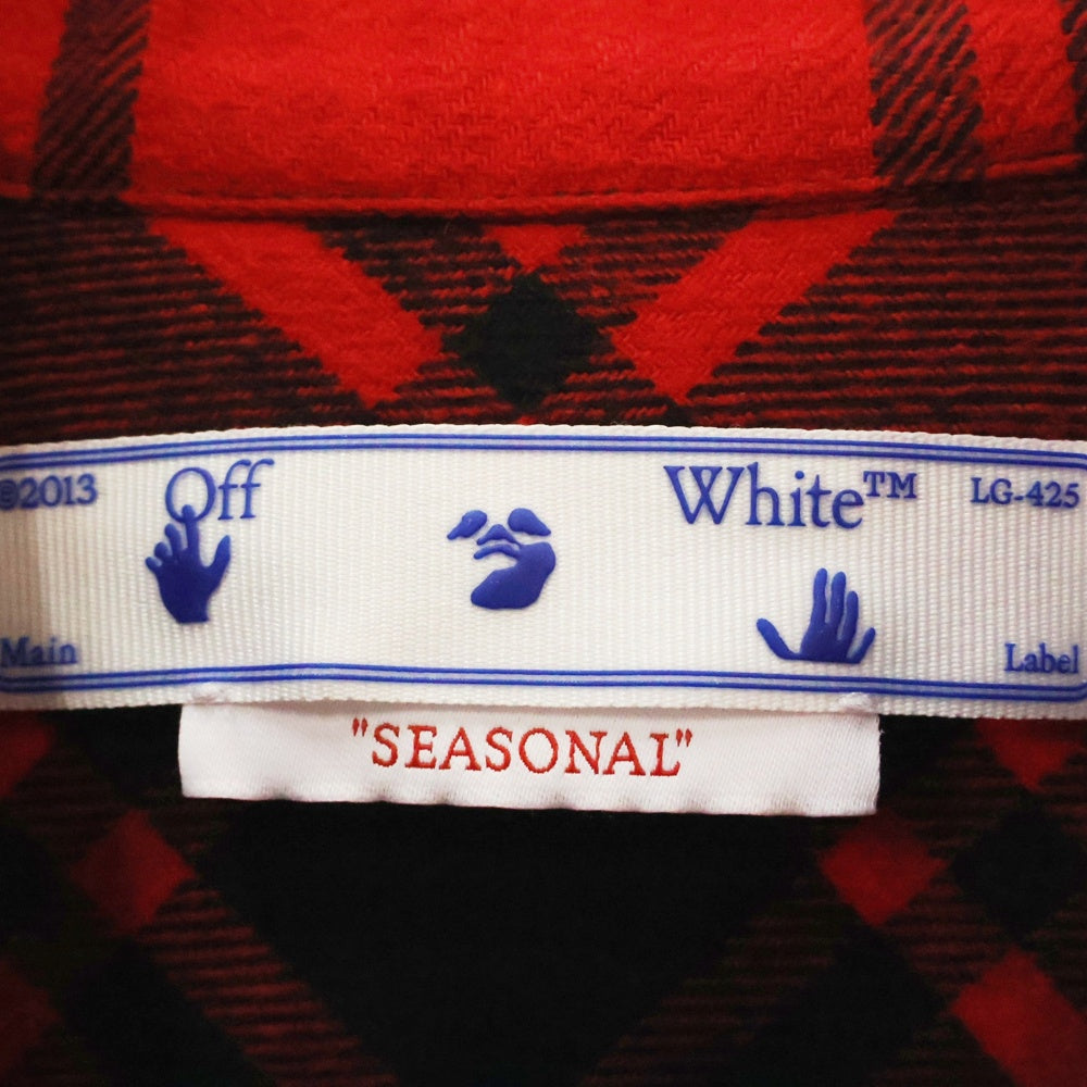 OFF-WHITE(オフホワイト) 22AW ペンキアロー チェック フランネルシャツ レッド 長袖シャツ