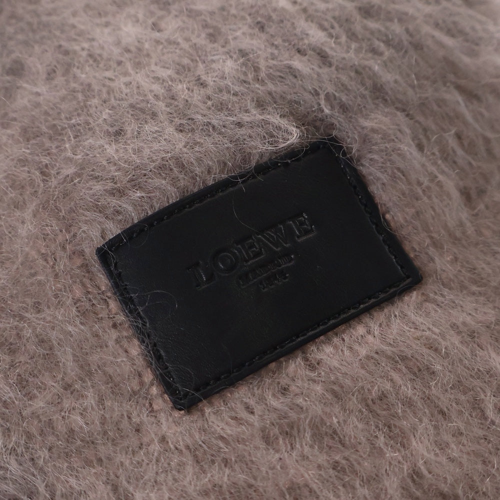 LOEWE(ロエベ) ブランドロゴパッチ モヘア ストール マフラー グレージュ