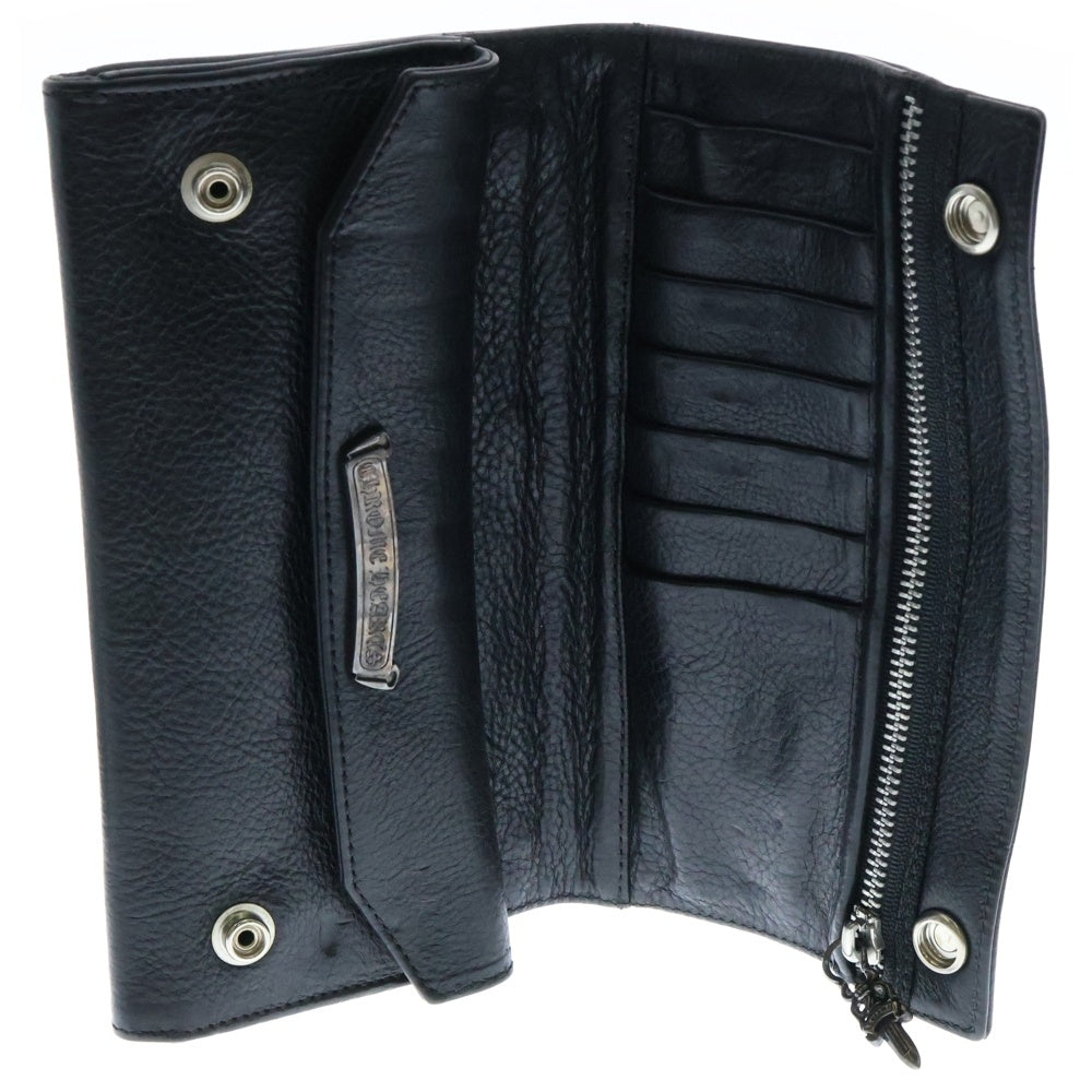 CHROME HEARTS(クロムハーツ) グリーシー クロスボールボタンレザーウォレット 長財布 ブラック