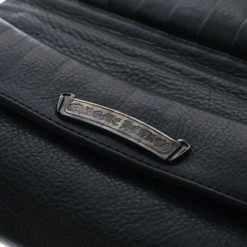 CHROME HEARTS(クロムハーツ) グリーシー クロスボールボタンレザーウォレット 長財布 ブラック