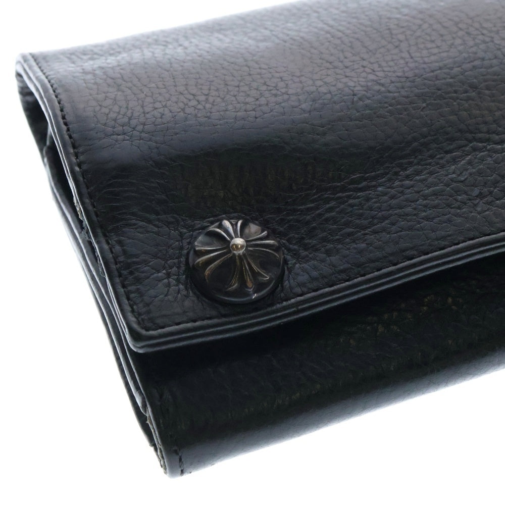 CHROME HEARTS(クロムハーツ) グリーシー クロスボールボタンレザーウォレット 長財布 ブラック