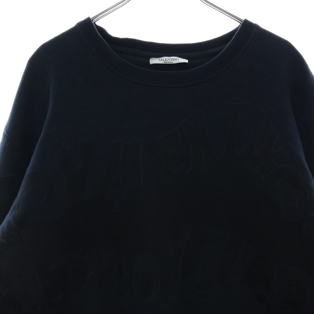VALENTINO(ヴァレンチノ) LOGO WAVES SWEATSHIRTS RV3MF00SKXI ウェーブデザイン ロゴ クルーネックスウェット トレーナー ネイビー