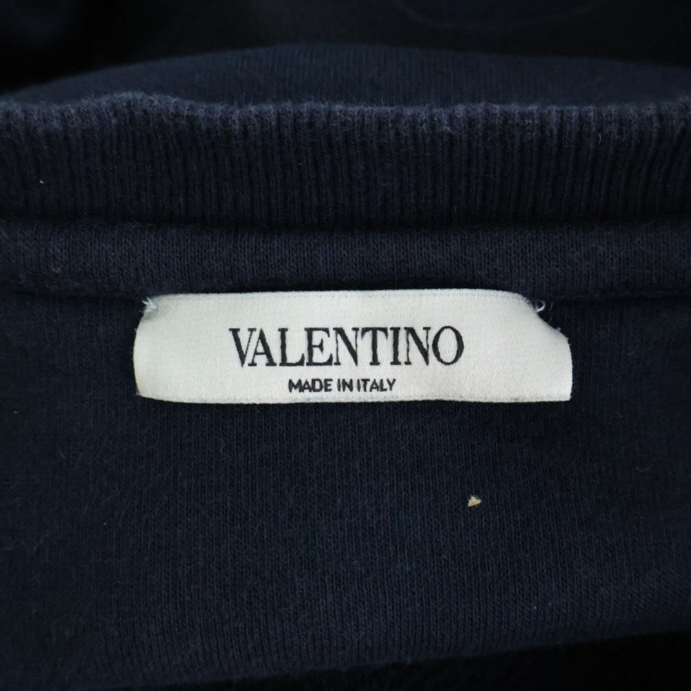 VALENTINO(ヴァレンチノ) LOGO WAVES SWEATSHIRTS RV3MF00SKXI ウェーブデザイン ロゴ クルーネックスウェット トレーナー ネイビー
