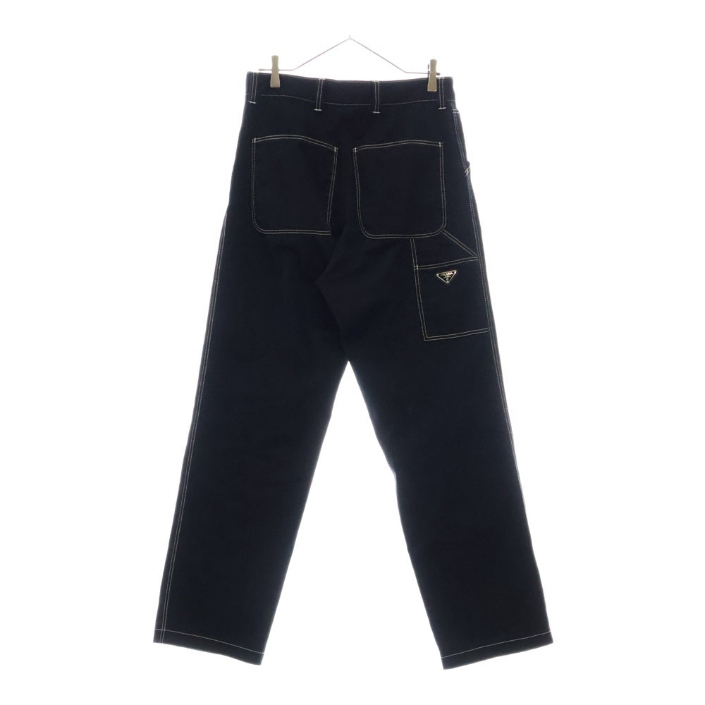 PRADA(プラダ) 23AW Triangle Logo ストレッチ コットン ペインター パンツ SPH291 S232 ブラック