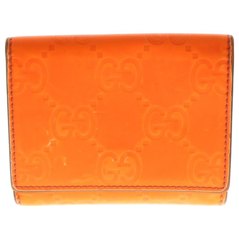 GUCCI(グッチ) GGスプリーム ラバーウォレット 三つ折り財布 オレンジ 771318
