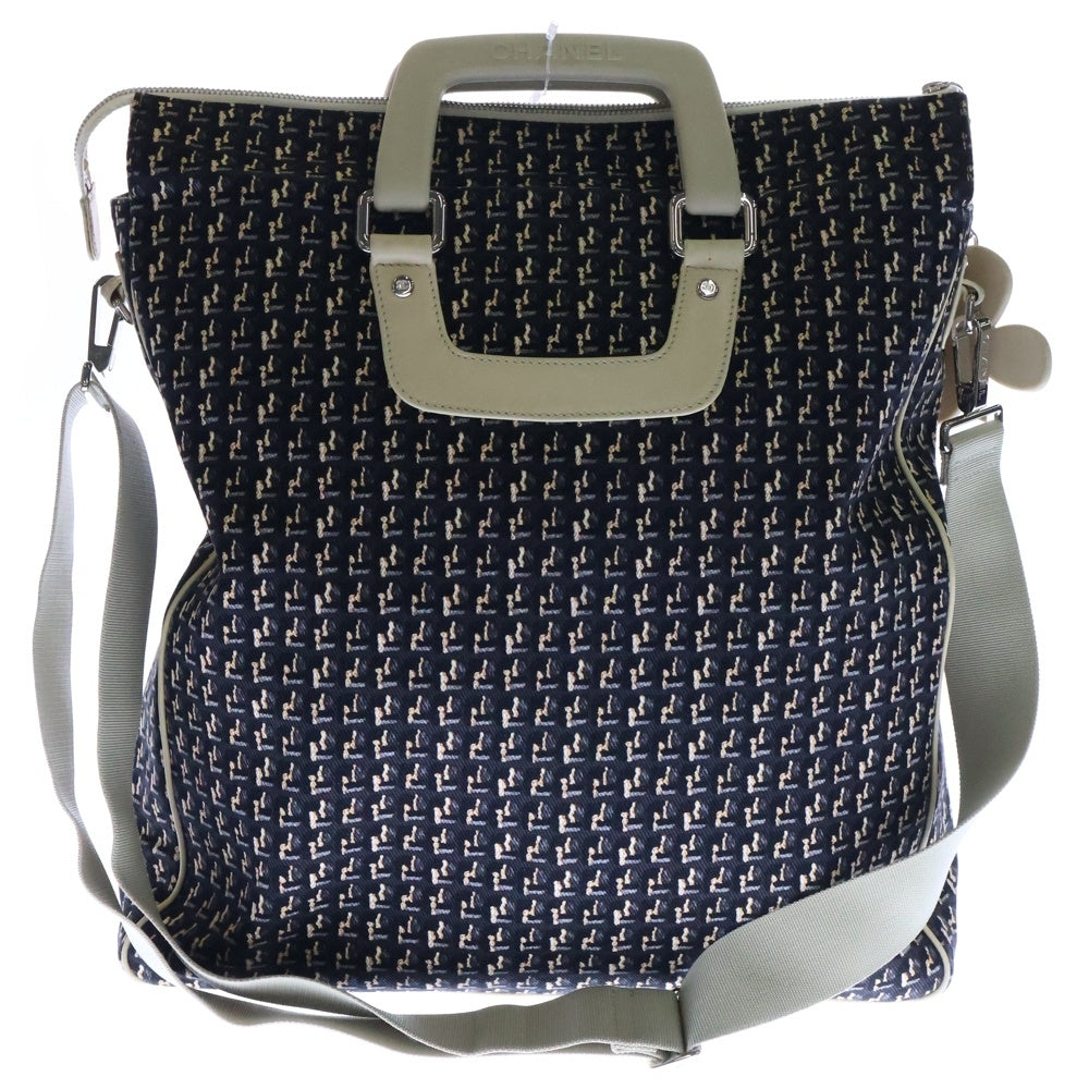 CHANEL(シャネル) 9番台 キャンバス クローバーチャーム 2WAY トート ショルダーバッグ ブラック レディース