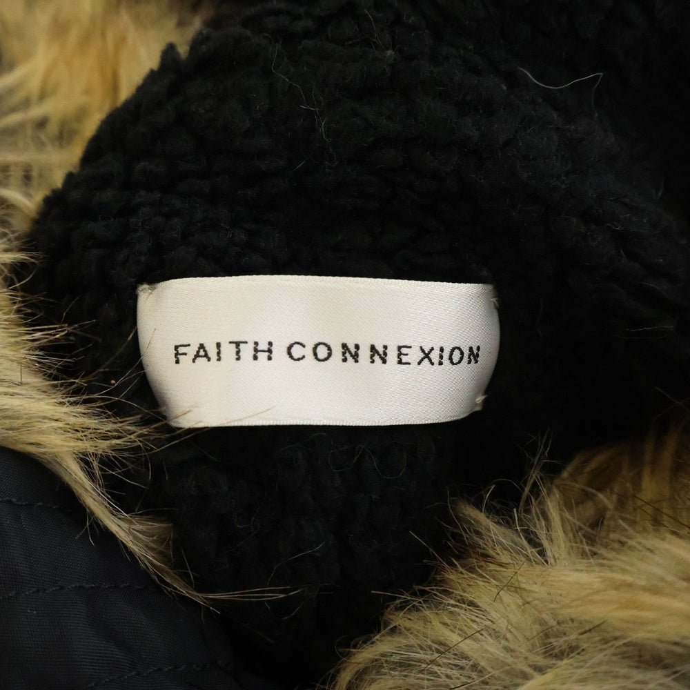 FAITH CONNEXION(フェイスコネクション) ファーフード ケープモッズコート ブラック X1102T00002