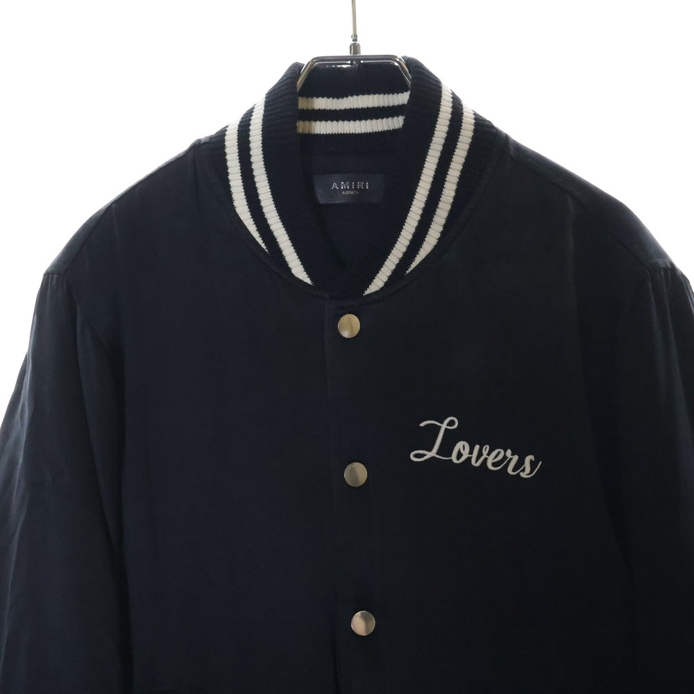 AMIRI(アミリ) LOVERS SILK BOMBER JACKET バックエンブロイダリーロゴ シルクボンバージャケット ブルゾン ブラック