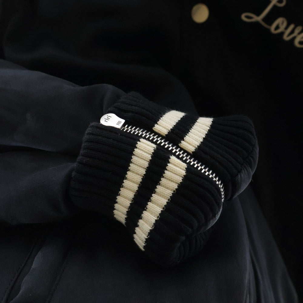 AMIRI(アミリ) LOVERS SILK BOMBER JACKET バックエンブロイダリーロゴ シルクボンバージャケット ブルゾン ブラック