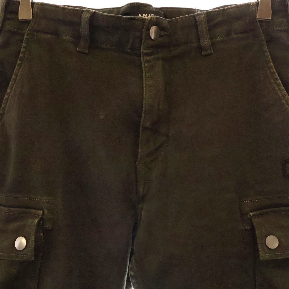 AMIRI(アミリ) エンブレムパッチ ジップフライ カーゴ スキニーデニムパンツ ジーンズ カーキ #344