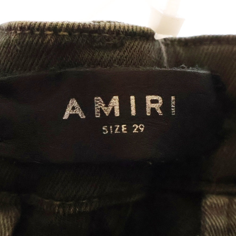AMIRI(アミリ) エンブレムパッチ ジップフライ カーゴ スキニーデニムパンツ ジーンズ カーキ #344