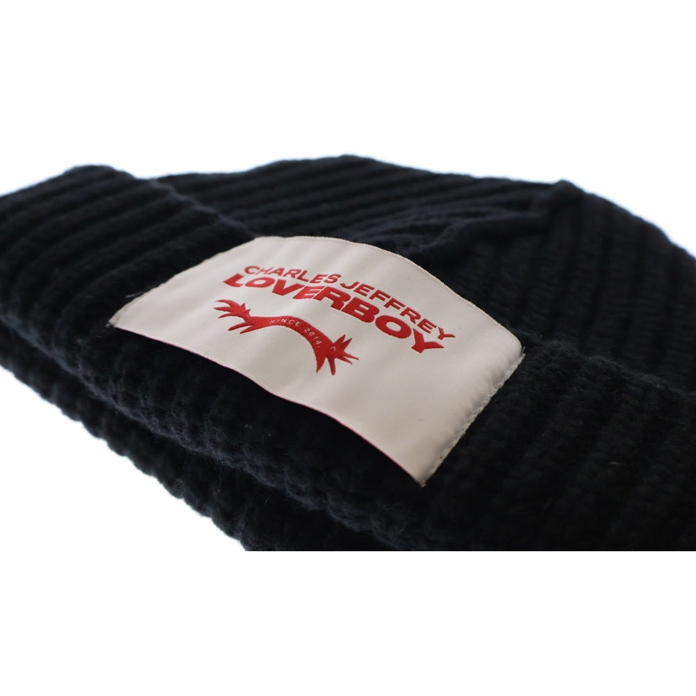 CHARLES JEFFREY LOVERBOY(チャールズジェフリーラバーボーイ) LABEL BEANIE ラベルビーニー ニット帽 ブラック