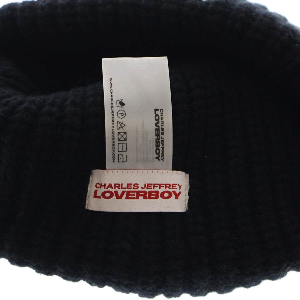 CHARLES JEFFREY LOVERBOY(チャールズジェフリーラバーボーイ) LABEL BEANIE ラベルビーニー ニット帽 ブラック
