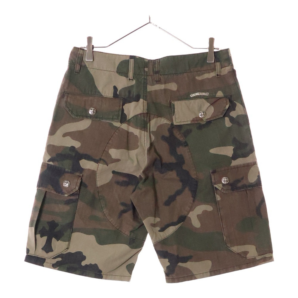 CHROME HEARTS(クロムハーツ) パッチ付き ボタンフライ カモ柄 ショートカーゴパンツ カーキ