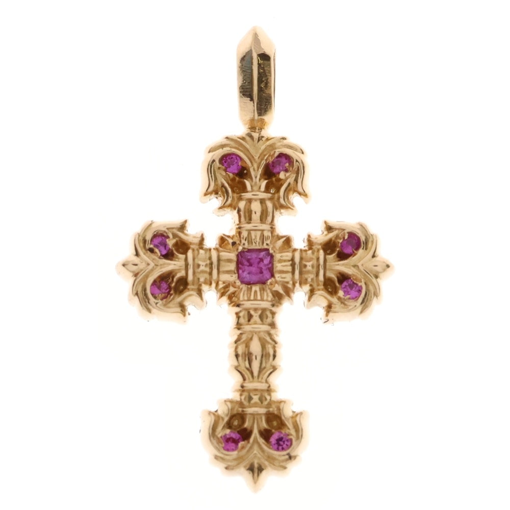 CHROME HEARTS(クロムハーツ) 22K FILIGREE TINY タイニーフィリグリークロス PAVEピンクサファイア ペンダントトップ ゴールド