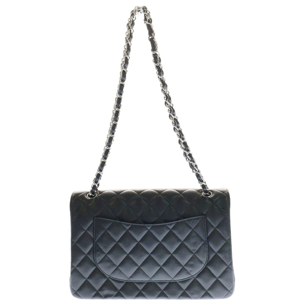 CHANEL(シャネル) デカマトラッセ30 ダブルフラップ クラシック ラージ ハンドバッグ シルバー金具 ブラック