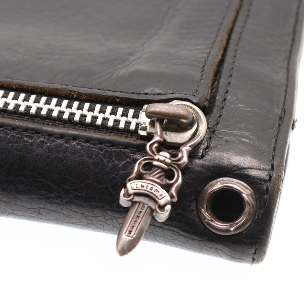CHROME HEARTS(クロムハーツ) WAVE HEART BUTTON ハートボタン ウェーブ ロングウォレット 2つ折り財布 ブラック