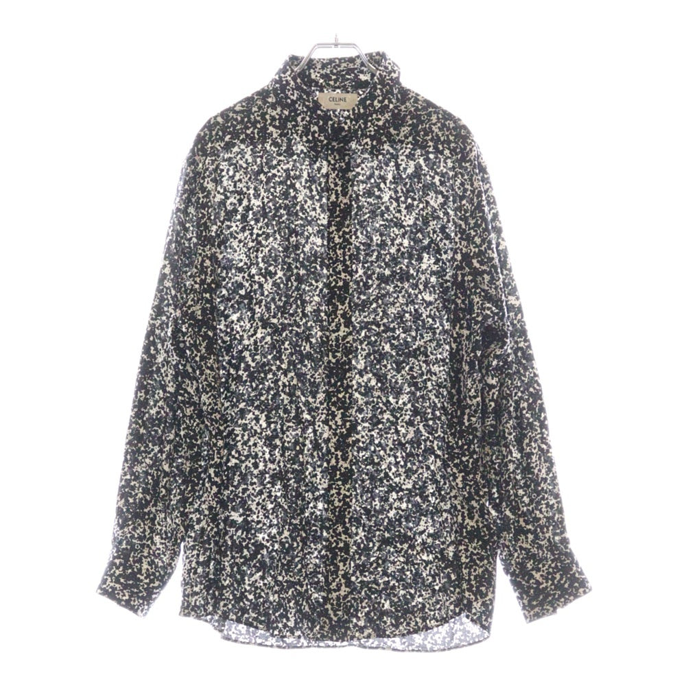 CELINE(セリーヌ) 19AW スプラッター マーブルプリントクラシック総柄長袖シャツ 2C028371F ブラック