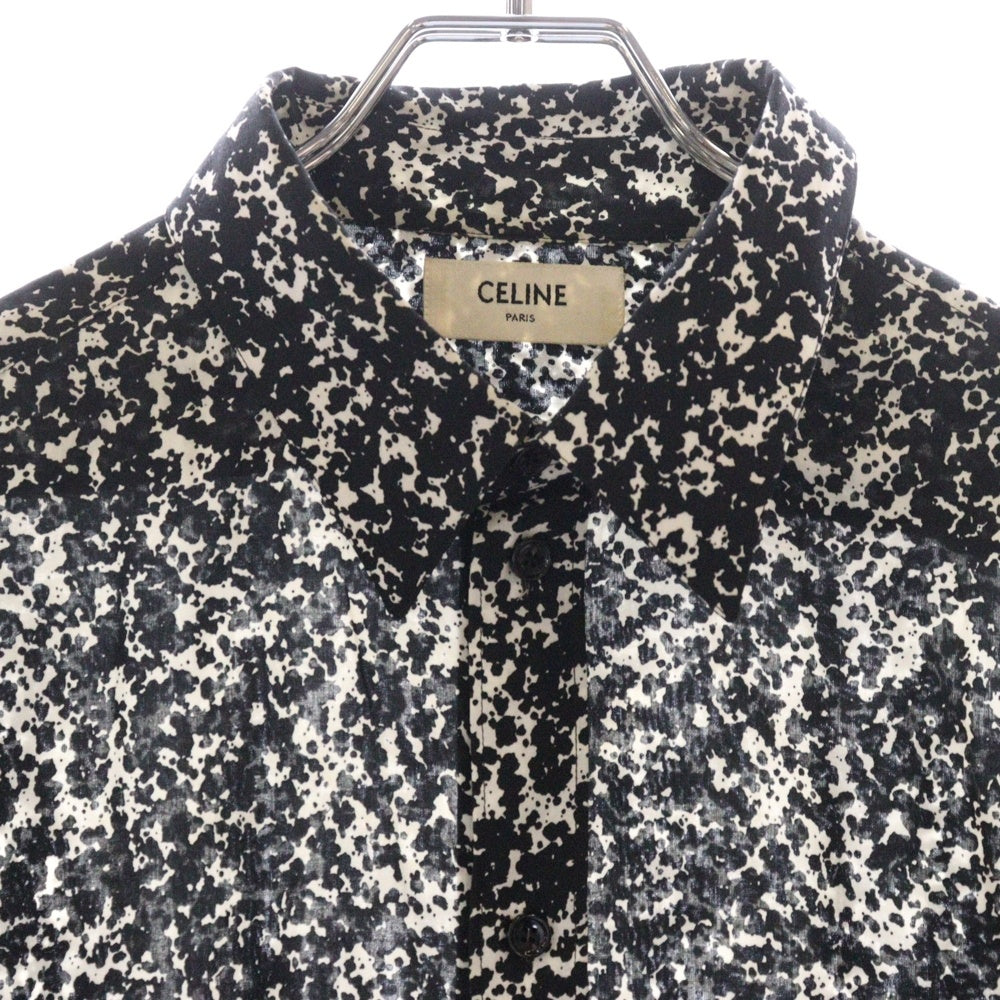 CELINE(セリーヌ) 19AW スプラッター マーブルプリントクラシック総柄長袖シャツ 2C028371F ブラック
