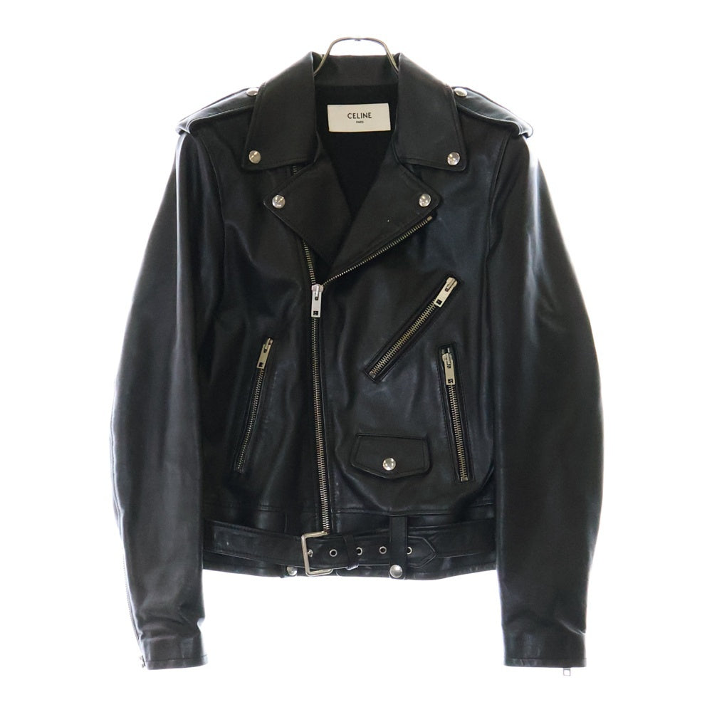 CELINE(セリーヌ) 19AW CELINE by Hedi Slimane クラシックバイカー カーフスキン ダブル レザーライダースジャケット 2E158599E ブラック