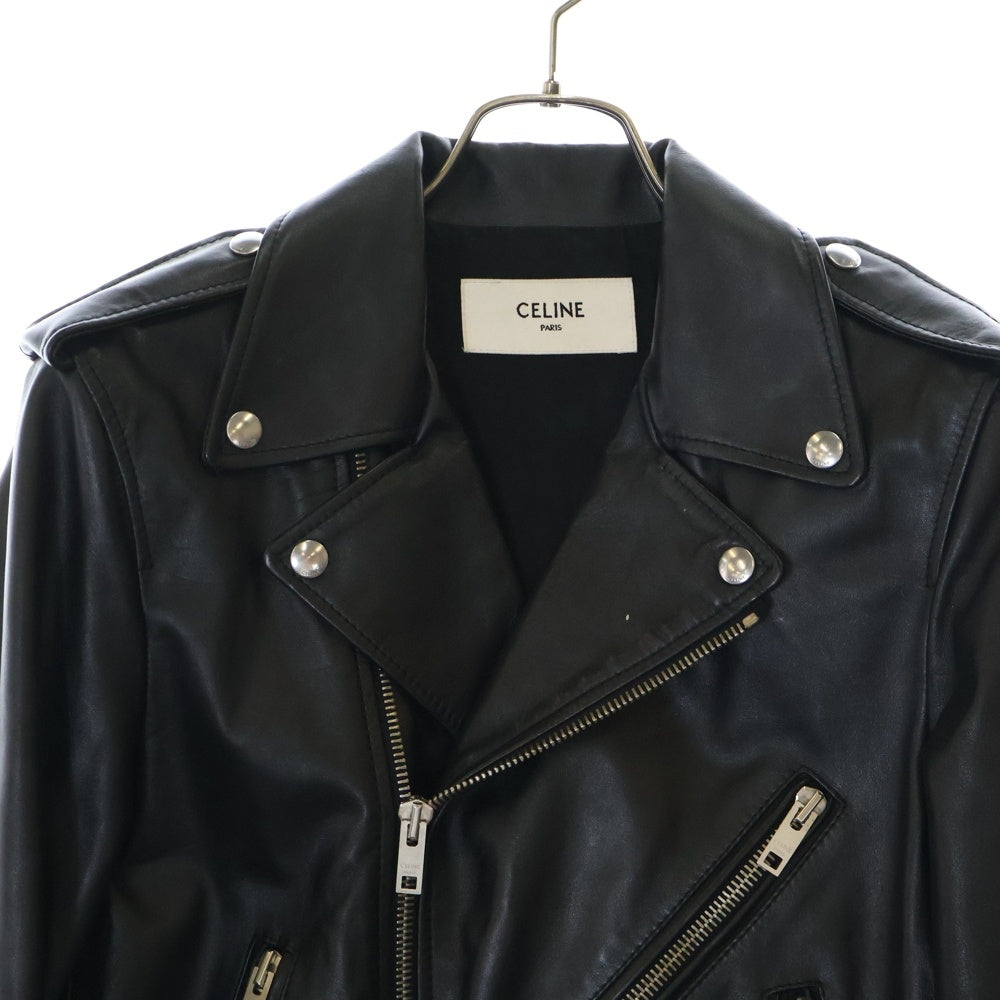 CELINE(セリーヌ) 19AW CELINE by Hedi Slimane クラシックバイカー カーフスキン ダブル レザーライダースジャケット 2E158599E ブラック
