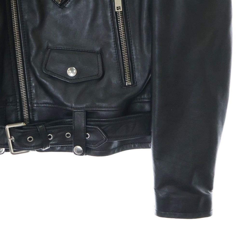 CELINE(セリーヌ) 19AW CELINE by Hedi Slimane クラシックバイカー カーフスキン ダブル レザーライダースジャケット 2E158599E ブラック