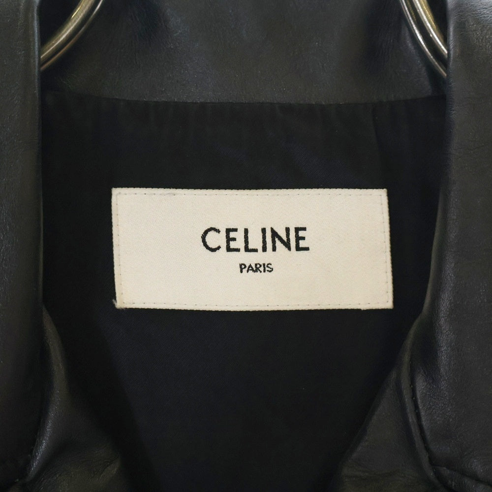 CELINE(セリーヌ) 19AW CELINE by Hedi Slimane クラシックバイカー カーフスキン ダブル レザーライダースジャケット 2E158599E ブラック