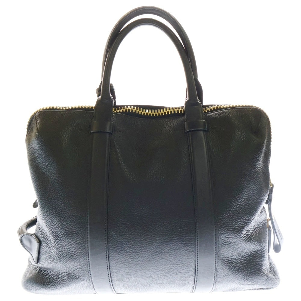 TOM FORD(トムフォード) 2WAY レザー ボストン トートバッグ ブラック/ゴールド