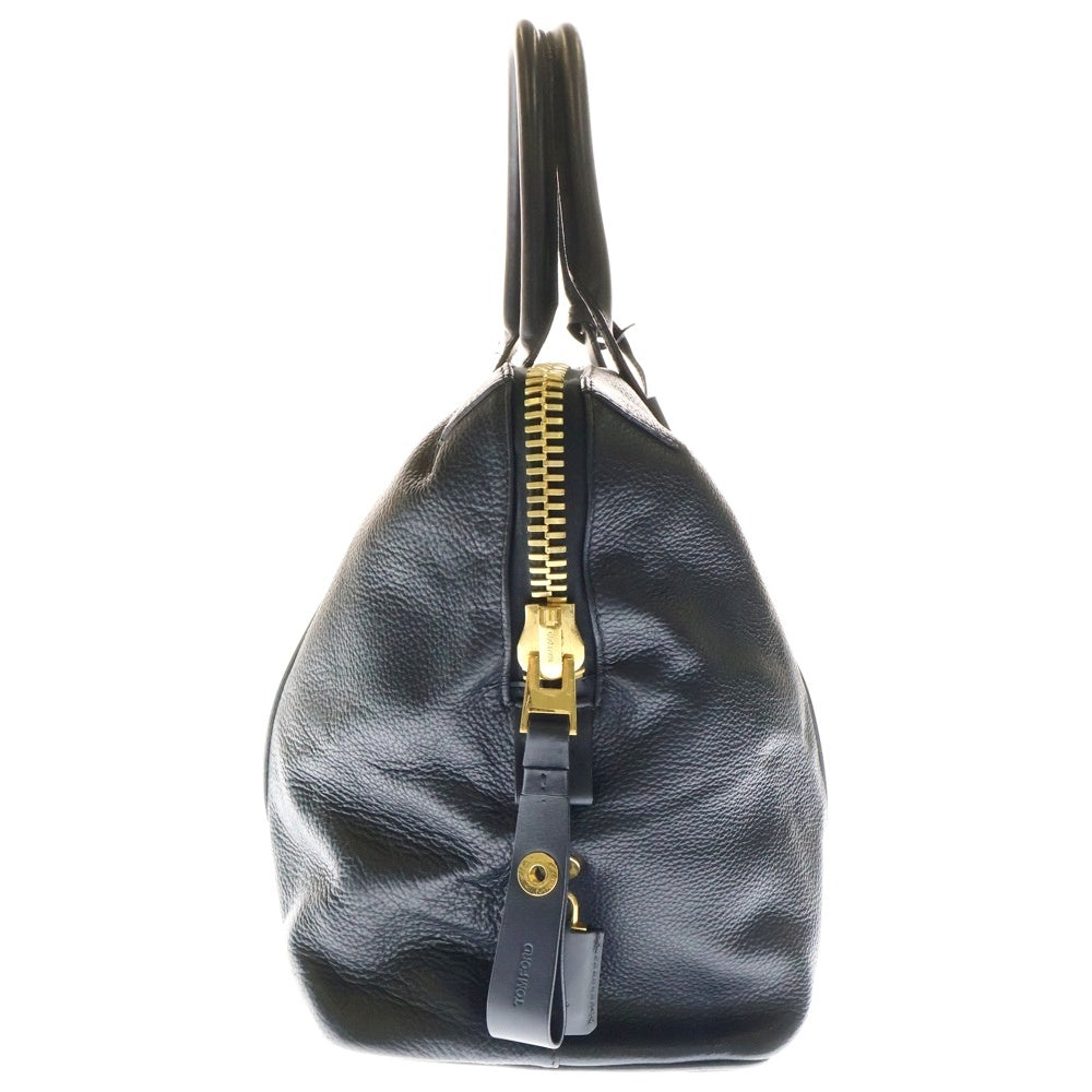 TOM FORD(トムフォード) 2WAY レザー ボストン トートバッグ ブラック/ゴールド
