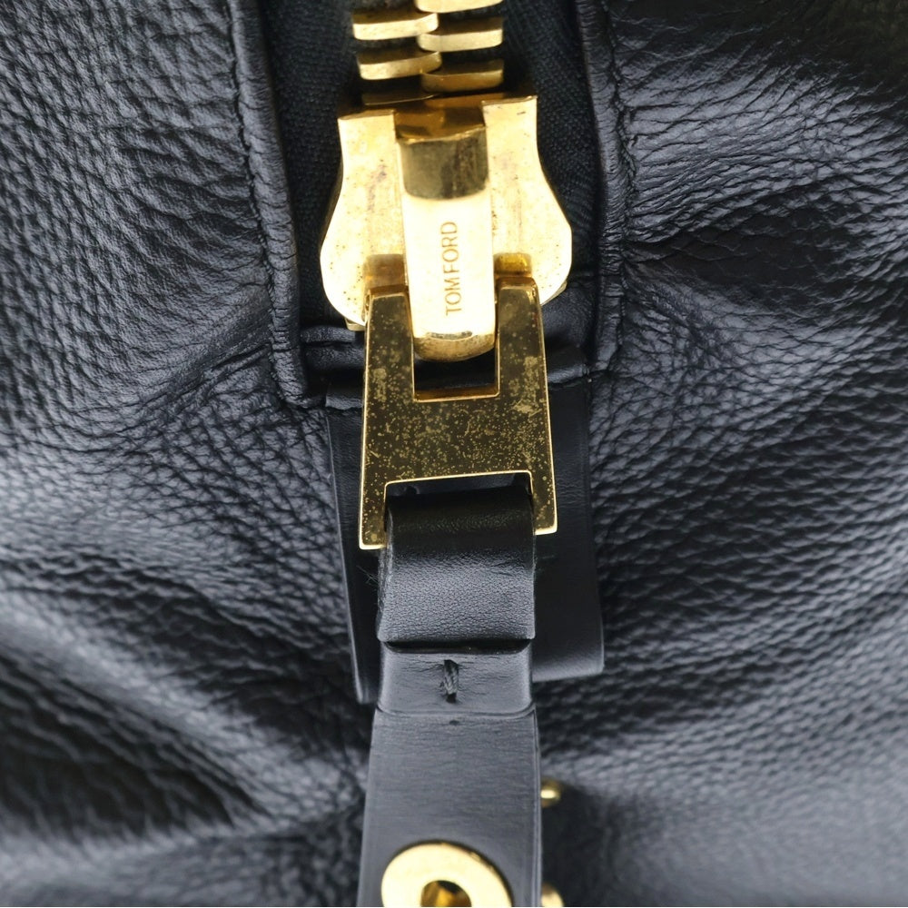 TOM FORD(トムフォード) 2WAY レザー ボストン トートバッグ ブラック/ゴールド