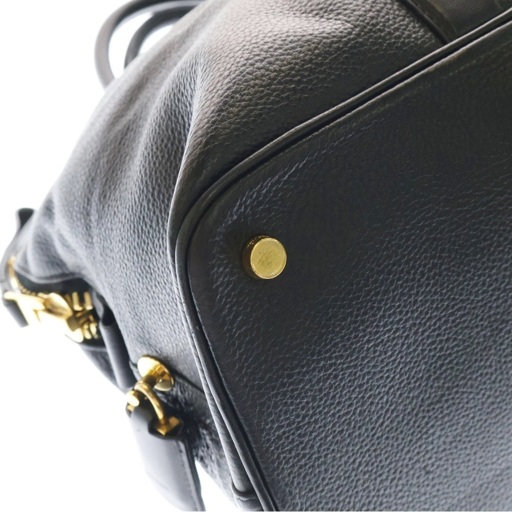 TOM FORD(トムフォード) 2WAY レザー ボストン トートバッグ ブラック/ゴールド