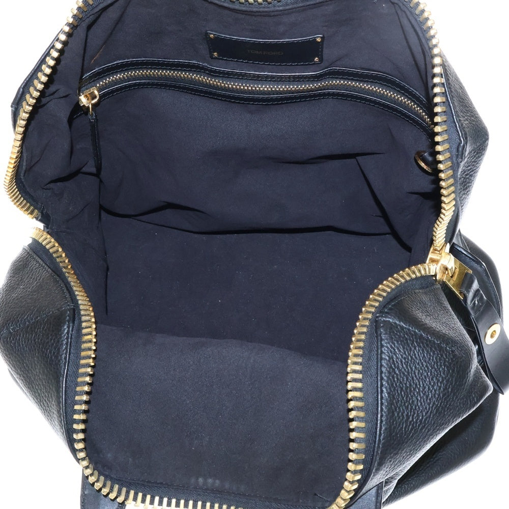 TOM FORD(トムフォード) 2WAY レザー ボストン トートバッグ ブラック/ゴールド