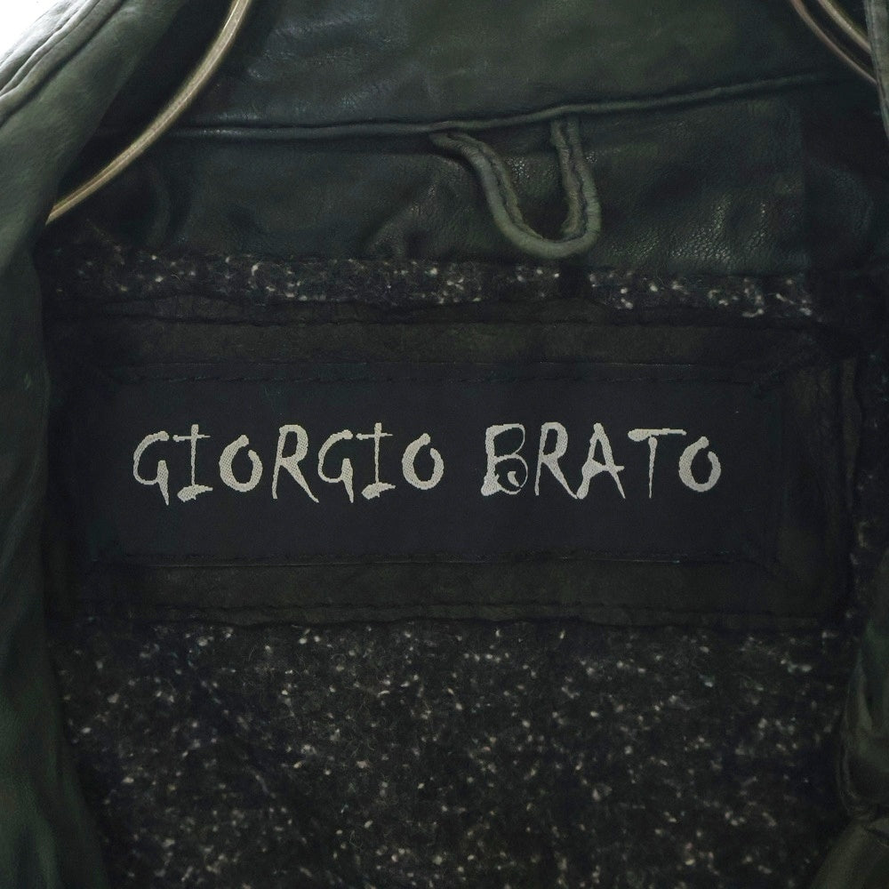 GIORGIO BRATO(ジョルジオブラット) シングルレザー ジップアップジャケット グリーン