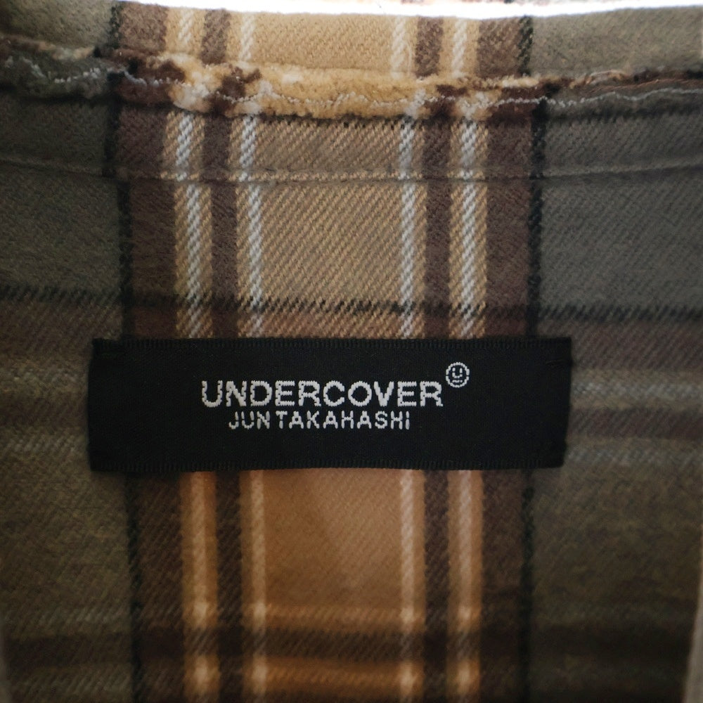 UNDERCOVER(アンダーカバー) 22AW ネルCK襟スラッシュ長袖シャツ ブラウン UC2B9404
