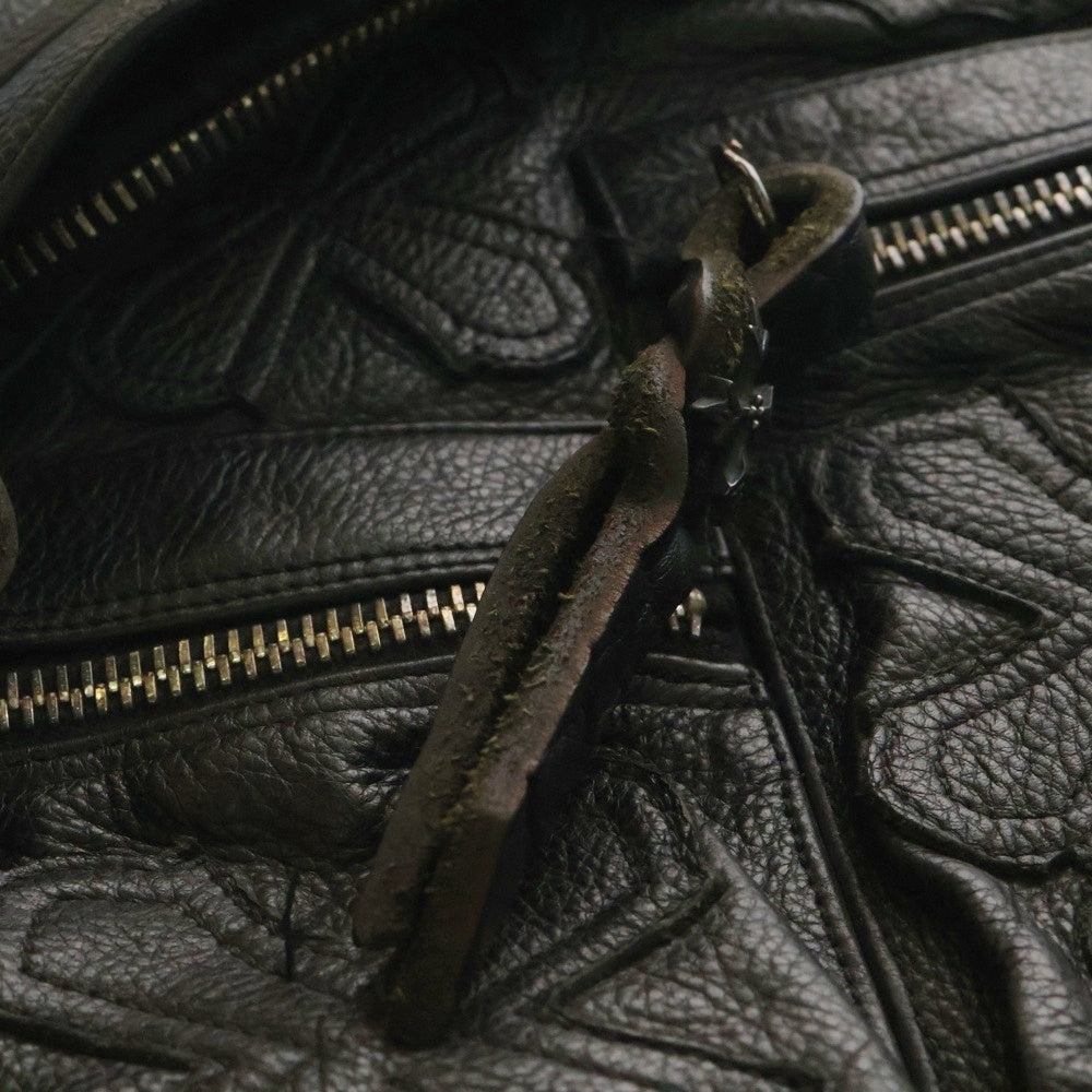 Soffer Ari(ソファアリ) BACK PACK BAG 2ZIP パッチ付き レザーバックパック ブラック