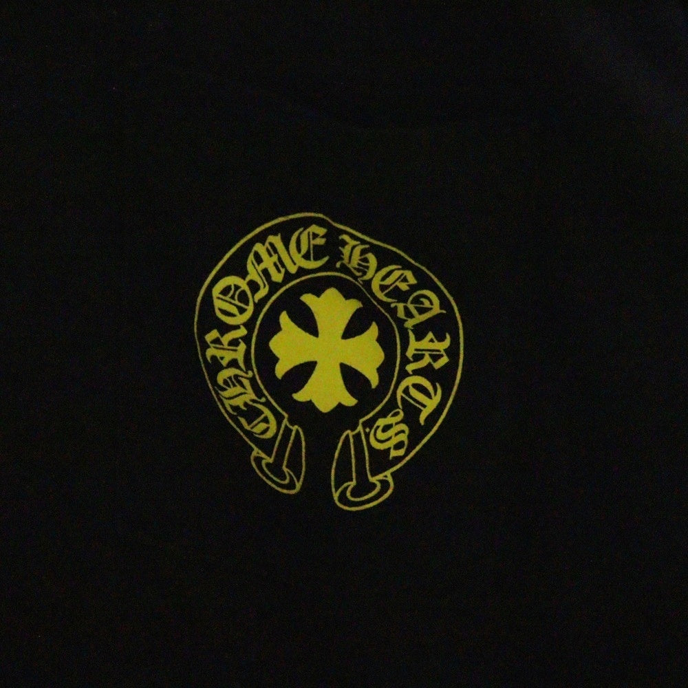 CHROME HEARTS(クロムハーツ) CH T-SHRT フロントホースシュー 英字バックプリント 半袖Tシャツ カットソー ブラック /イエロー
