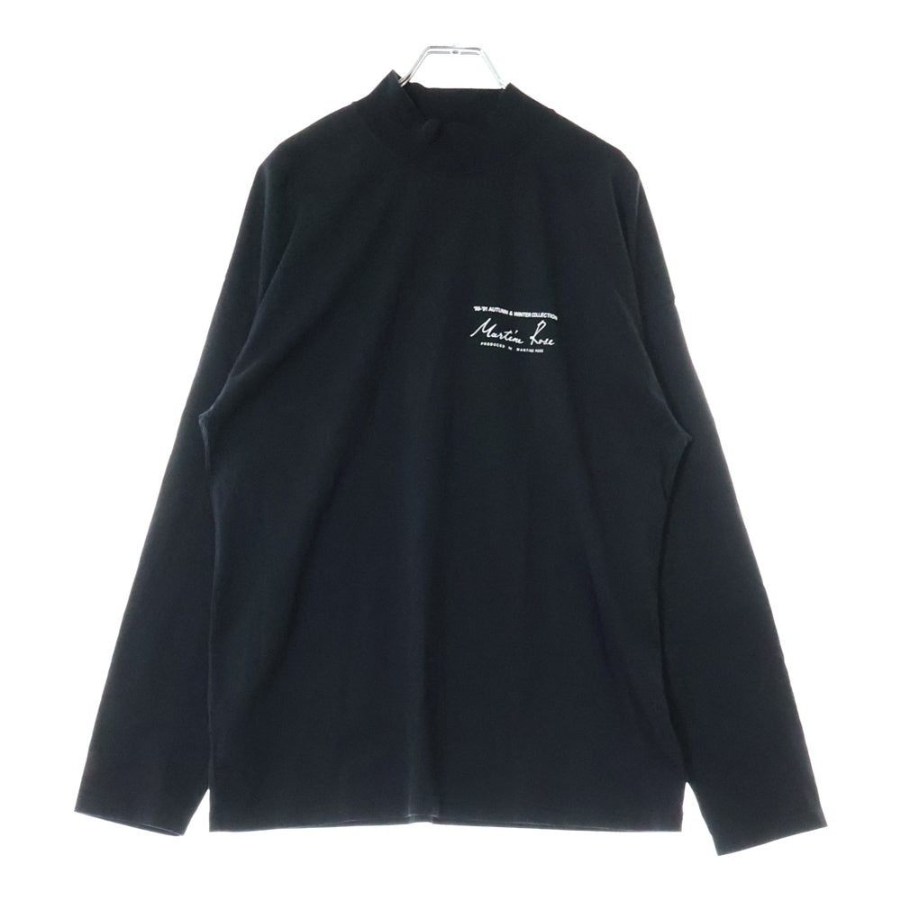 MARTINE ROSE(マーティンローズ) 90-91 AW COLLECTION ロゴプリント モックネック ロングスリーブカットソー 長袖Tシャツ ブラック