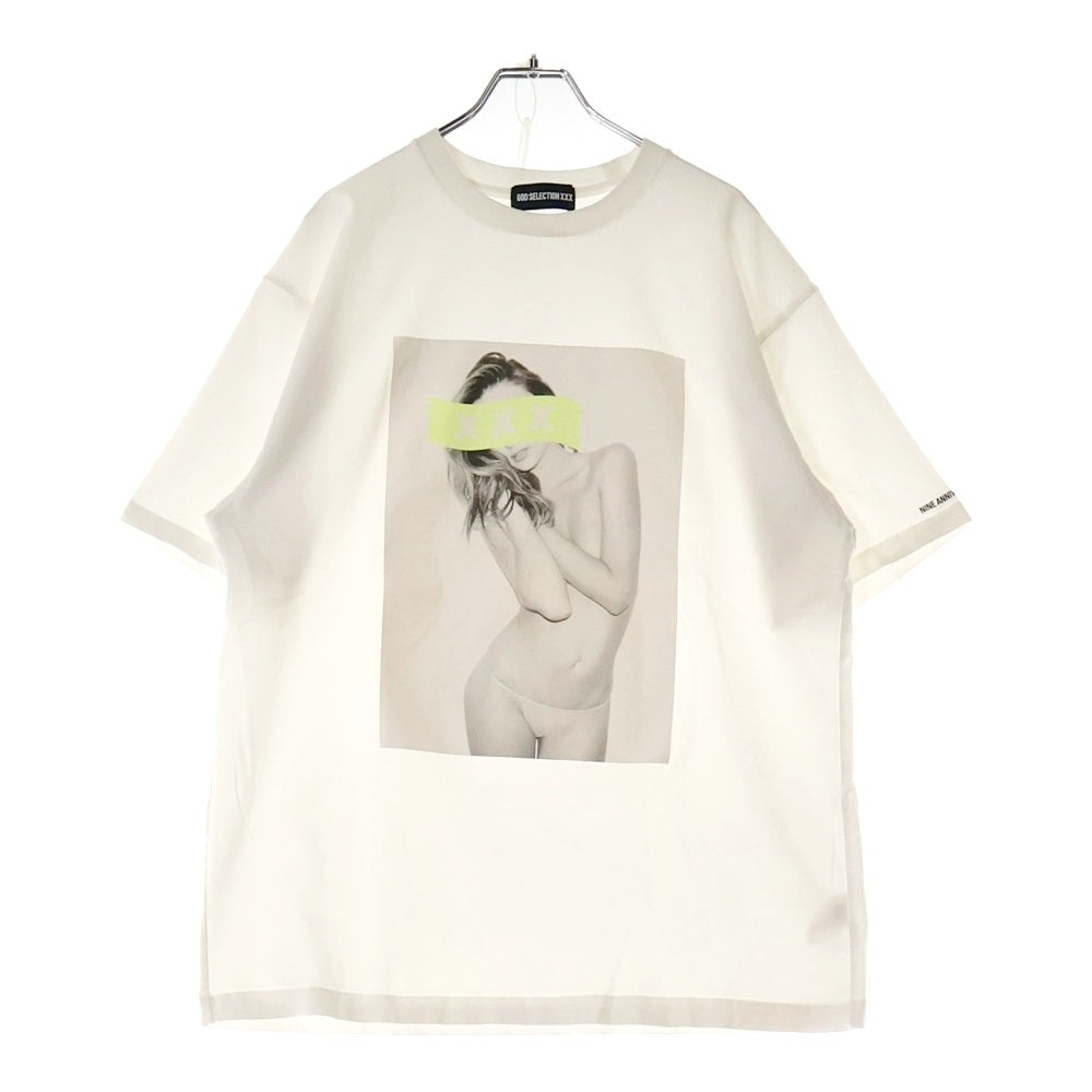 GOD SELECTION XXX(ゴッドセレクショントリプルエックス) 9周年記念 Miranda Kerr Tee ミランダカー プリント半袖Tシャツカットソー ホワイト