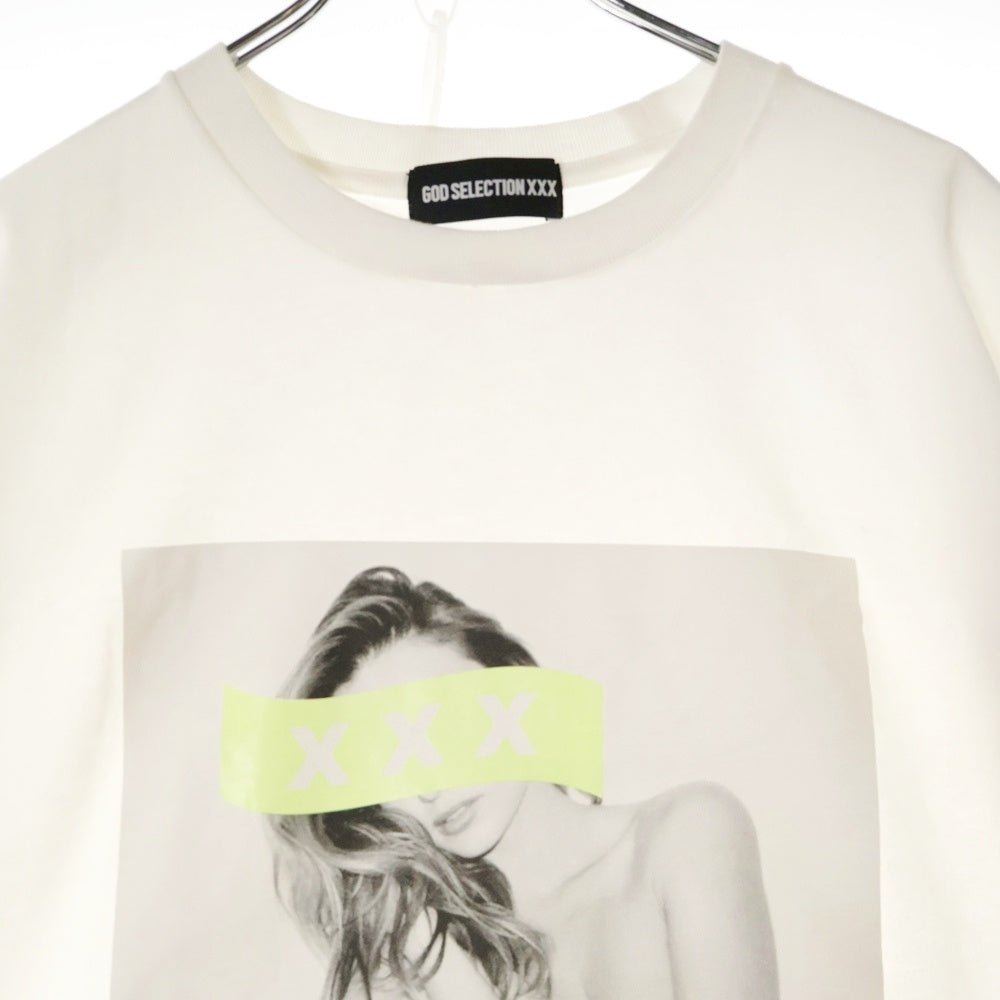 GOD SELECTION XXX(ゴッドセレクショントリプルエックス) 9周年記念 Miranda Kerr Tee ミランダカー プリント半袖Tシャツカットソー ホワイト