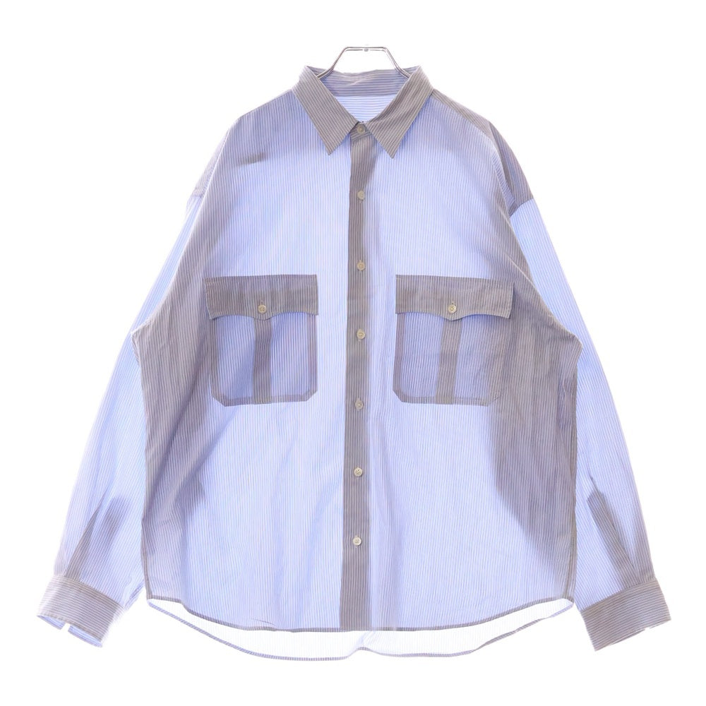 Porter Classic(ポータークラシック) ROLL UP STRIPE SHIRT ロールアップ ストライプ長袖シャツ ライトブルー