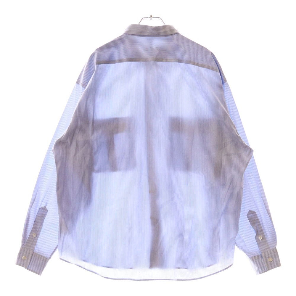 Porter Classic(ポータークラシック) ROLL UP STRIPE SHIRT ロールアップ ストライプ長袖シャツ ライトブルー