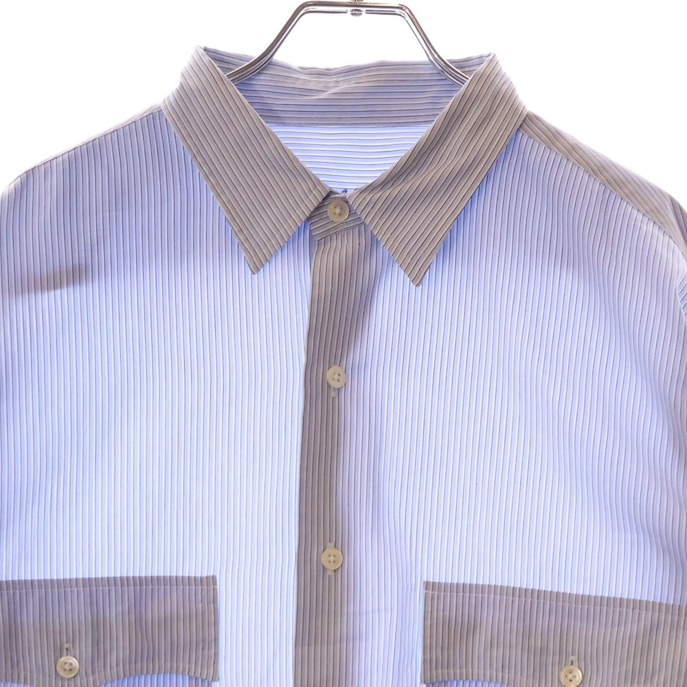 Porter Classic(ポータークラシック) ROLL UP STRIPE SHIRT ロールアップ ストライプ長袖シャツ ライトブルー