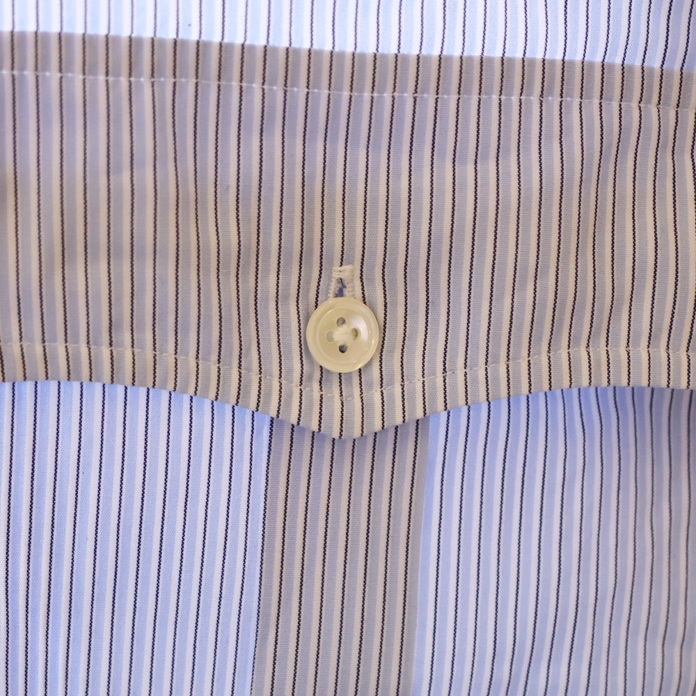 Porter Classic(ポータークラシック) ROLL UP STRIPE SHIRT ロールアップ ストライプ長袖シャツ ライトブルー