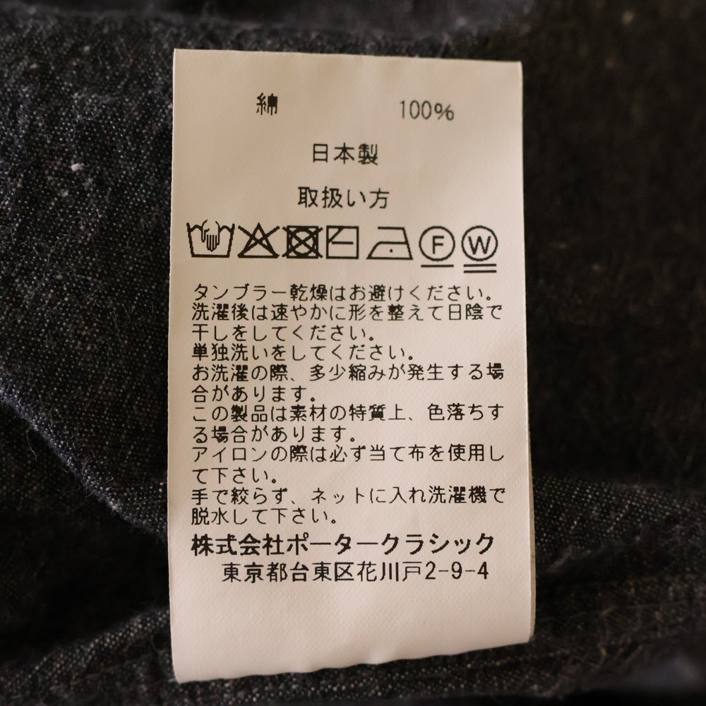 Porter Classic(ポータークラシック) WIDE POCKET CHAMBRAY CHAIN SHIRT ワイドポケット シャンブレー長袖シャツ ブラック
