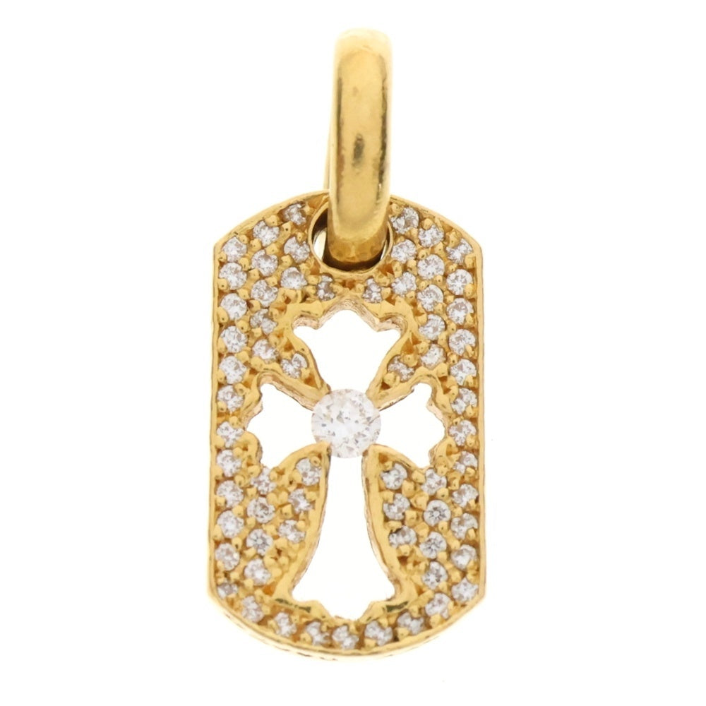 CHROME HEARTS(クロムハーツ) 22K DT TNY CO CRS AFTER P/DIA タイニーカットアウトクロス ドッグタグ アフターPAVE センターダイヤ ペンダントトップ ゴールド
