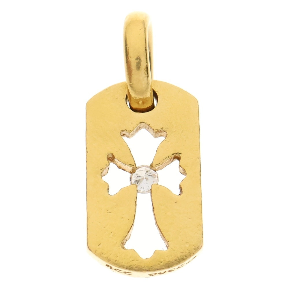 CHROME HEARTS(クロムハーツ) 22K DT TNY CO CRS AFTER P/DIA タイニーカットアウトクロス ドッグタグ アフターPAVE センターダイヤ ペンダントトップ ゴールド