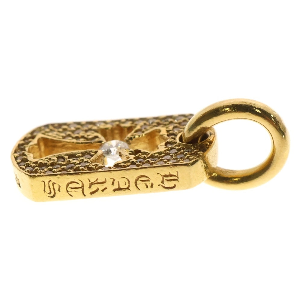 CHROME HEARTS(クロムハーツ) 22K DT TNY CO CRS AFTER P/DIA タイニーカットアウトクロス ドッグタグ アフターPAVE センターダイヤ ペンダントトップ ゴールド