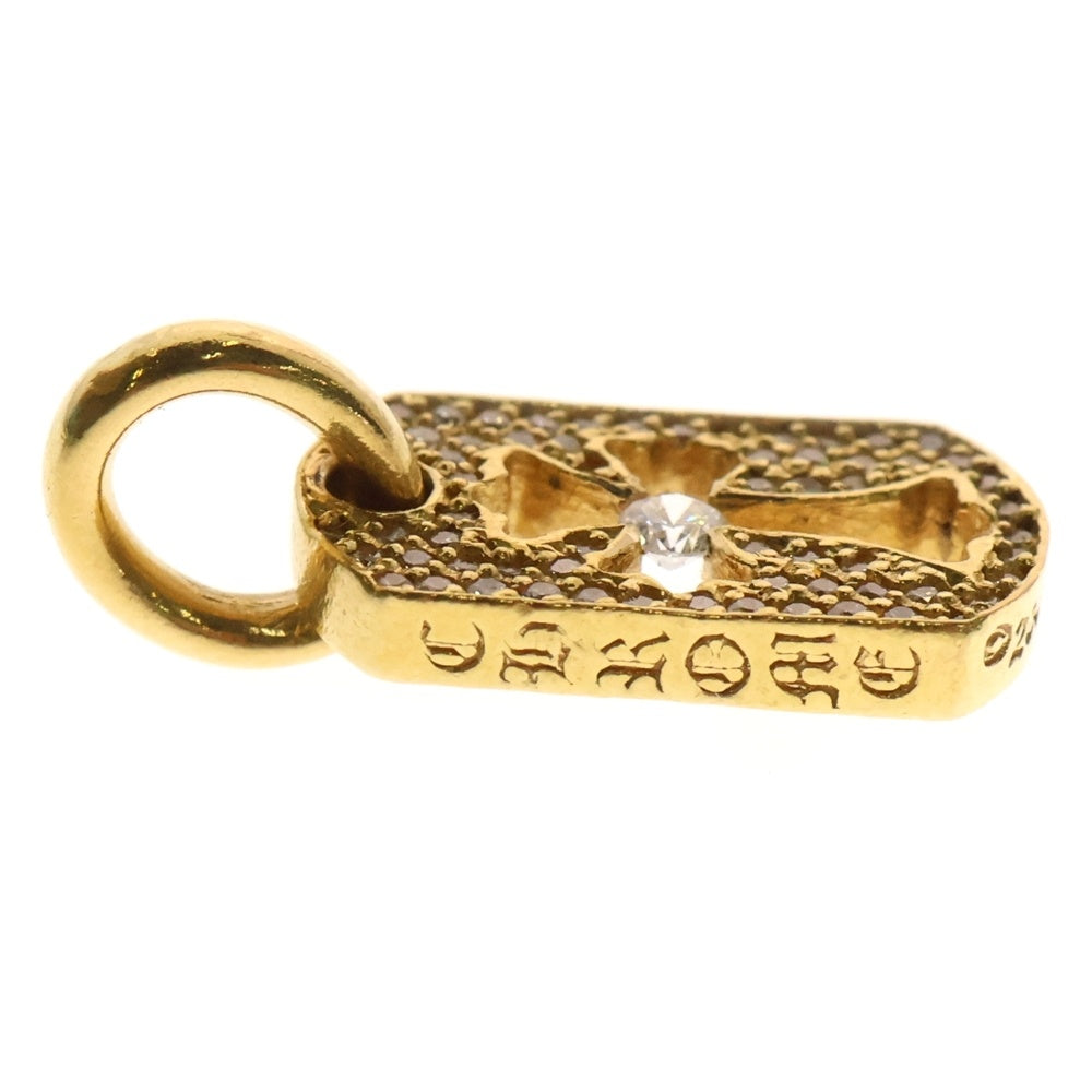 CHROME HEARTS(クロムハーツ) 22K DT TNY CO CRS AFTER P/DIA タイニーカットアウトクロス ドッグタグ アフターPAVE センターダイヤ ペンダントトップ ゴールド