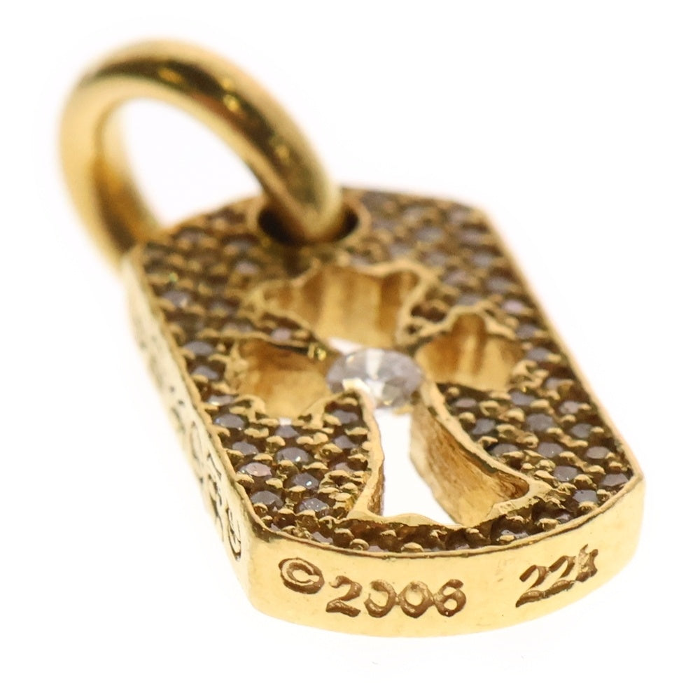 CHROME HEARTS(クロムハーツ) 22K DT TNY CO CRS AFTER P/DIA タイニーカットアウトクロス ドッグタグ アフターPAVE センターダイヤ ペンダントトップ ゴールド