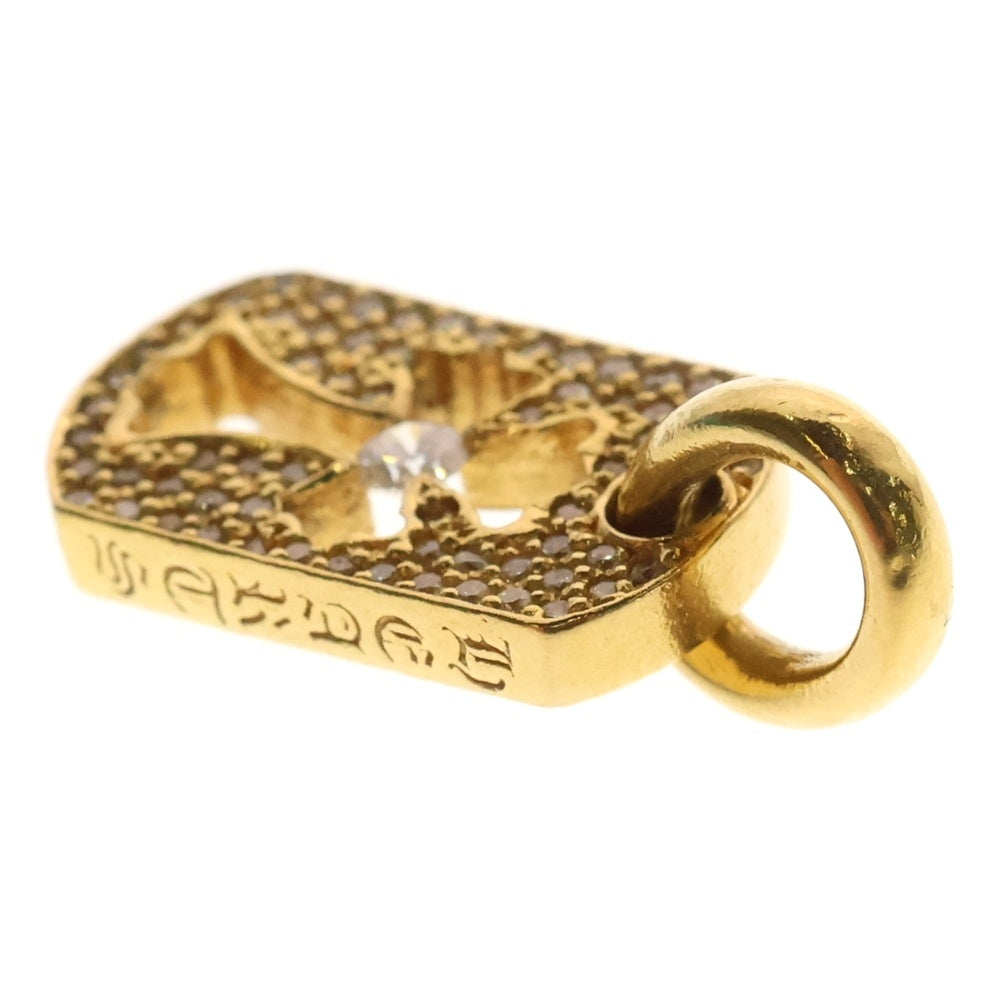 CHROME HEARTS(クロムハーツ) 22K DT TNY CO CRS AFTER P/DIA タイニーカットアウトクロス ドッグタグ アフターPAVE センターダイヤ ペンダントトップ ゴールド